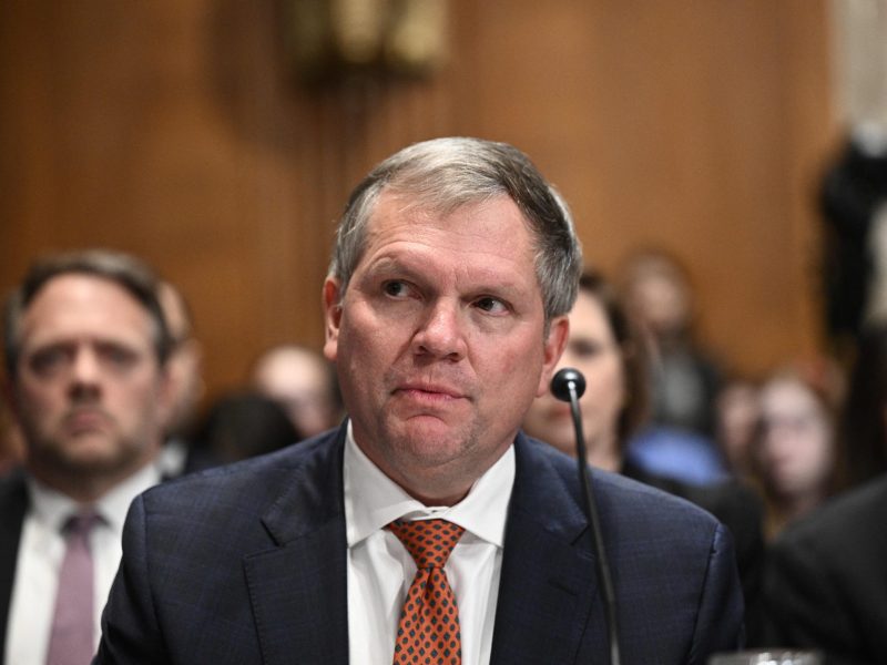 Norfolk Southern Corporation President and CEO, Alan Shaw, testifies before a US Senate Committee on Environment and Public Works hearing on the environmental and public health threats from the Norfolk Southern February 3 train derailment, on March 9, 2023, in Washington, DC. Photo by BRENDAN SMIALOWSKI/AFP via Getty Images