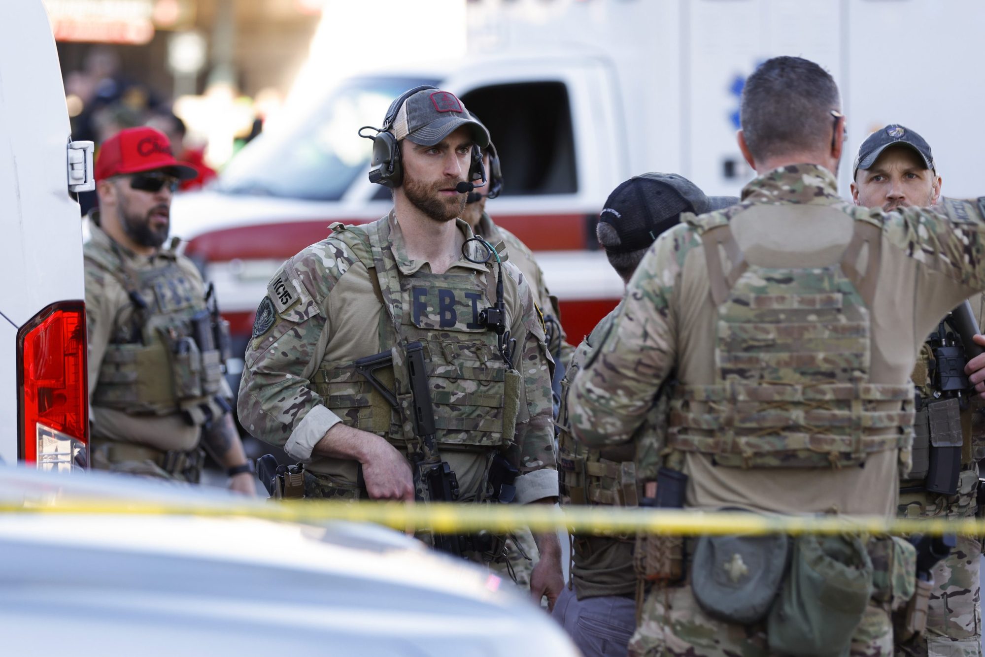 Law enforcement respond to a shooting at Union Station during the Kansas City Chiefs Super Bowl LVIII victory parade on February 14, 2024 in Kansas City, Missouri. Photo by David Eulitt/Getty Images