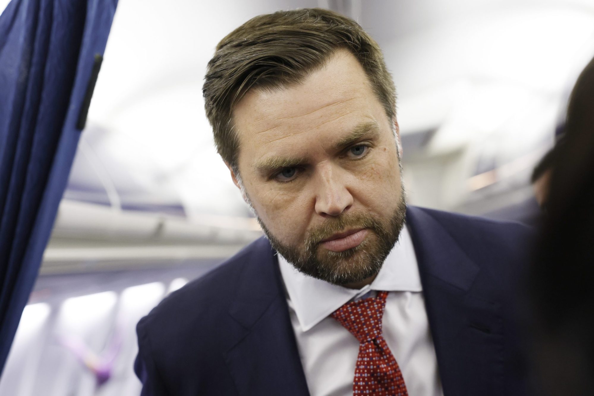 Republican vice presidential nominee U.S. Sen. JD Vance (R-OH) speaks to reporters aboard “Trump Force 2” at the Phoenix Sky Harbor International Airport on July 31, 2024 in Phoenix, Arizona. Photo by Anna Moneymaker/Getty Images