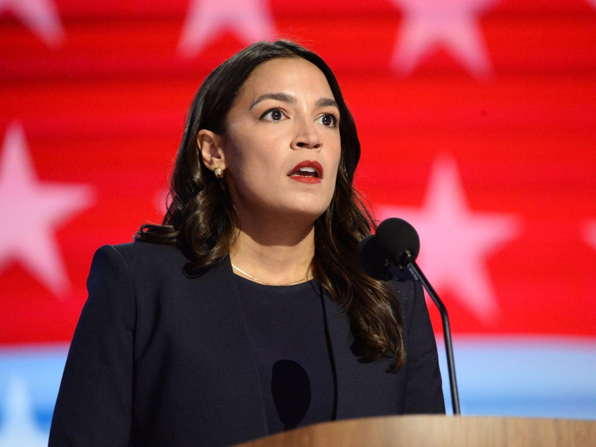 Rep. Alexandria Ocasio-Cortez speaks during the 2024 Democratic National Convention on Aug. 19, 2024.