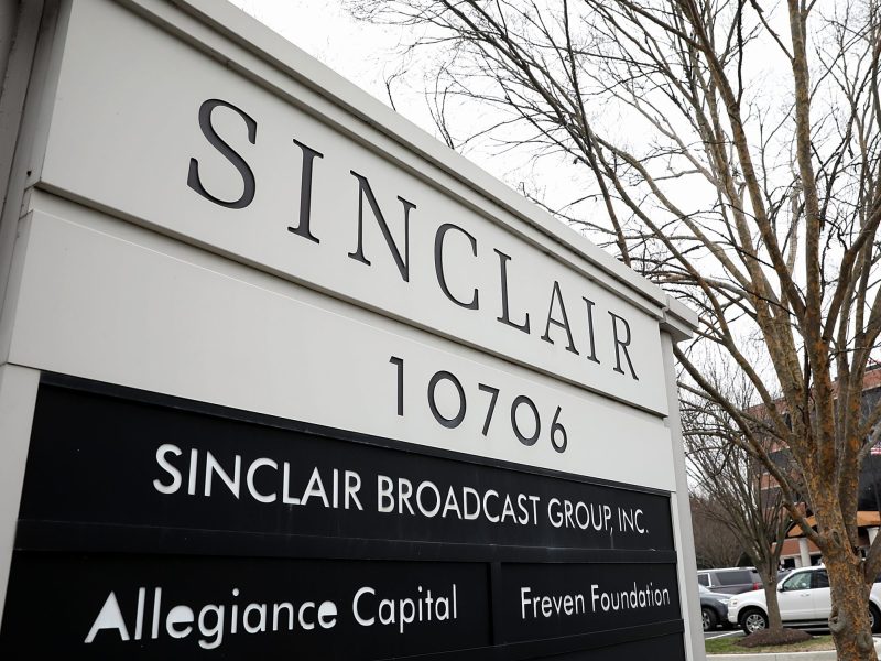 The headquarters of the Sinclair Broadcast Group is shown April 3, 2018, in Hunt Valley, Maryland.