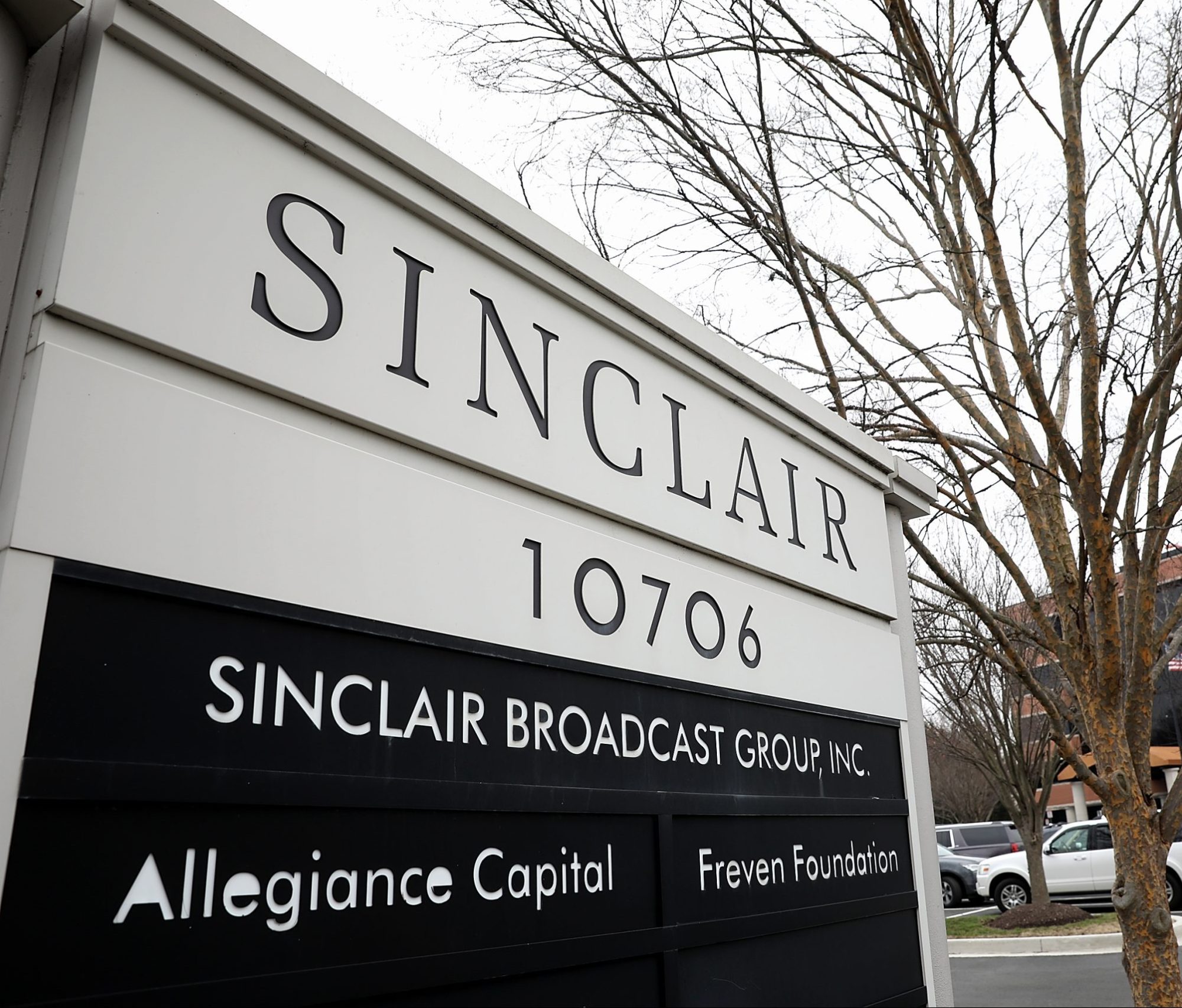 The headquarters of the Sinclair Broadcast Group is shown April 3, 2018, in Hunt Valley, Maryland.