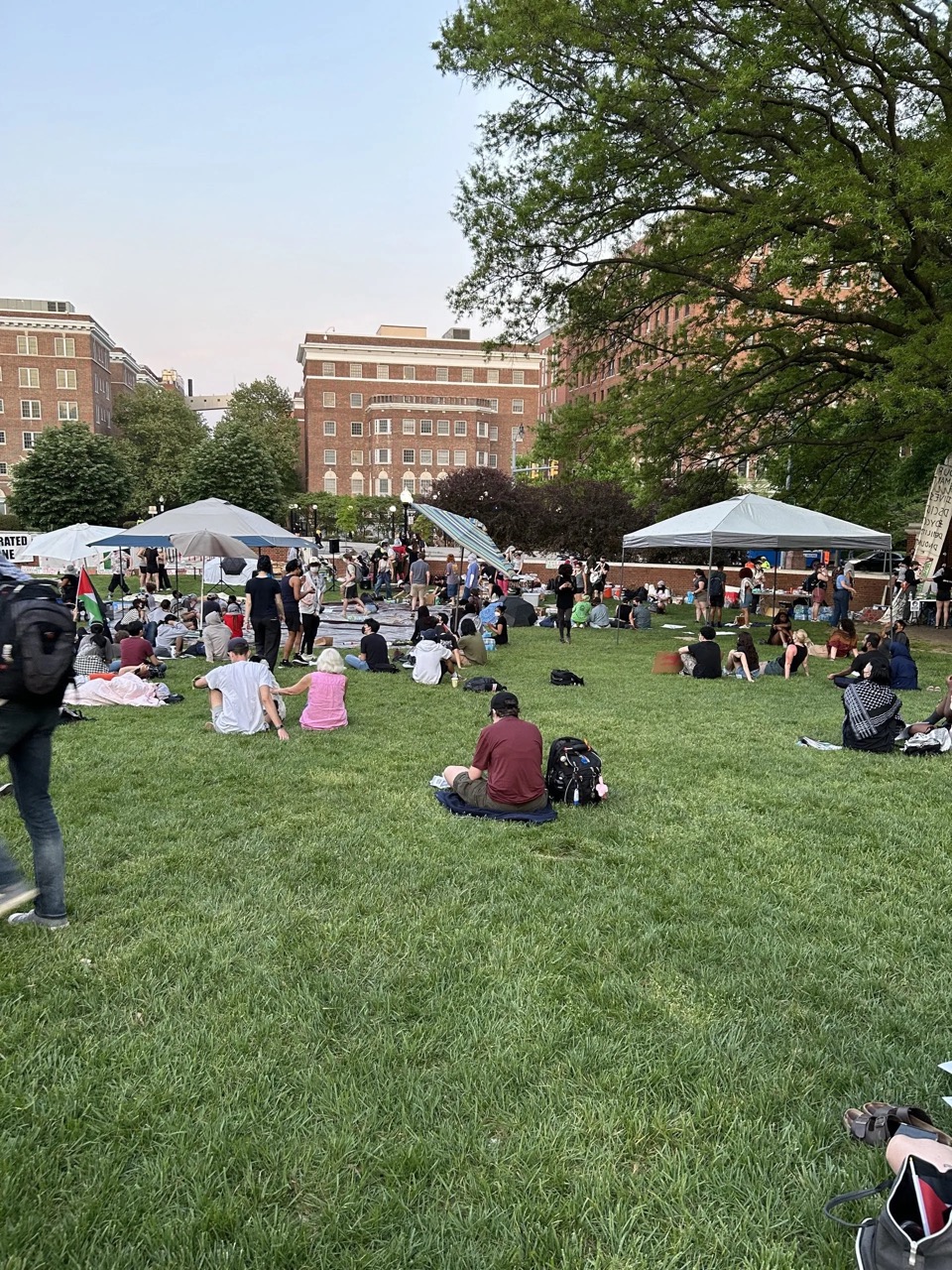 The Palestine Solidarity Encampment at Johns Hopkins University on April 30, 2024. Credit: Lisa Snowden