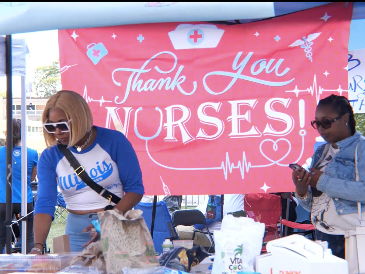 Nurses on strike at the University of Illinois Hospital on Aug. 21, 2024. Screenshot/TRNN