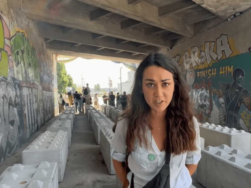 Francesca Morassut, a coordinator at the humanitarian aid organization Utopia 56, speaks with The Real News at the site of a former homeless encampment in Paris on July 25, 2024. Photo courtesy Jules Boykoff.