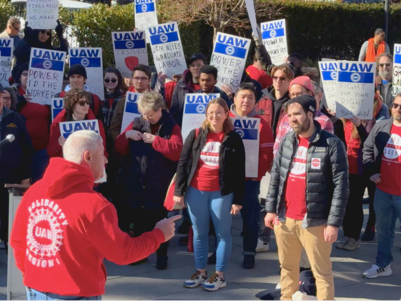 Graduate students and professors rally for collective bargaining in Annapolis, Maryland on Feb. 7, 2024. Photo by Jaisal Noor